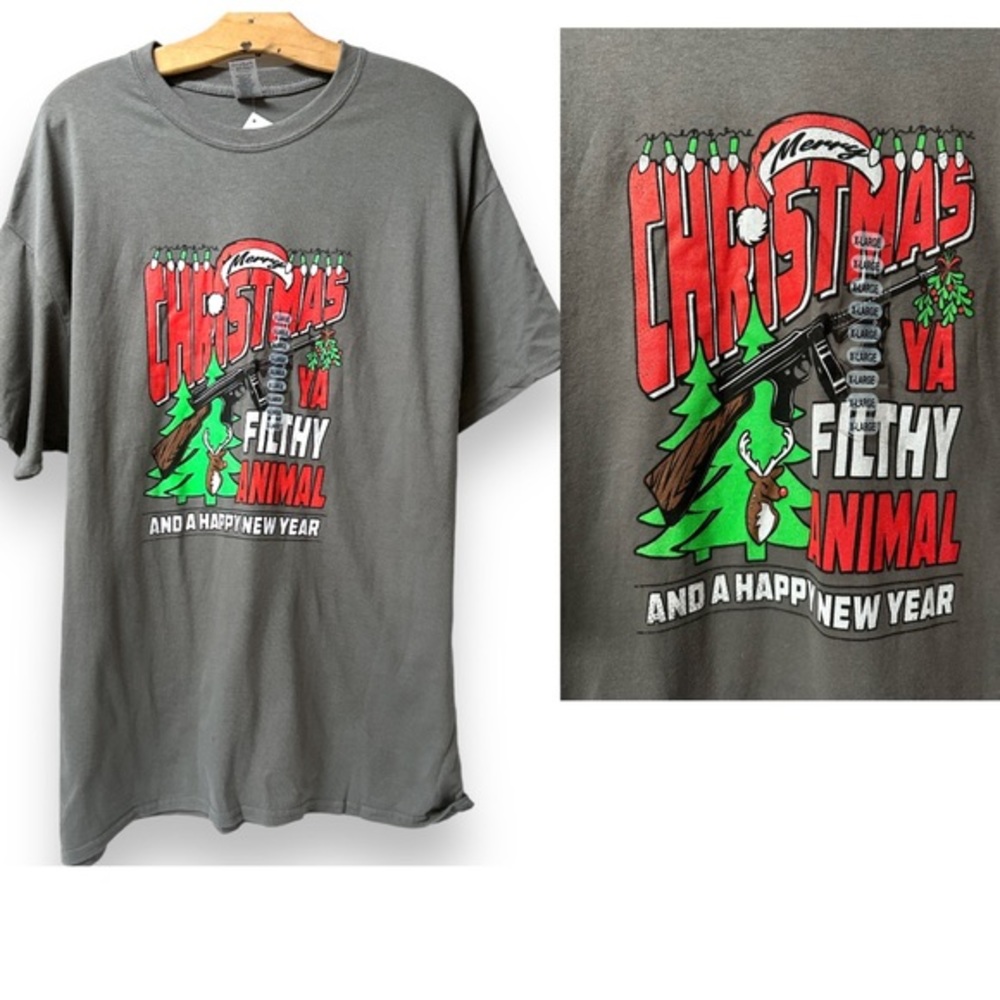 Christmas Happy New Year Filthy Animal Shirt Mens XL Humor Home Alone‎ (1365)